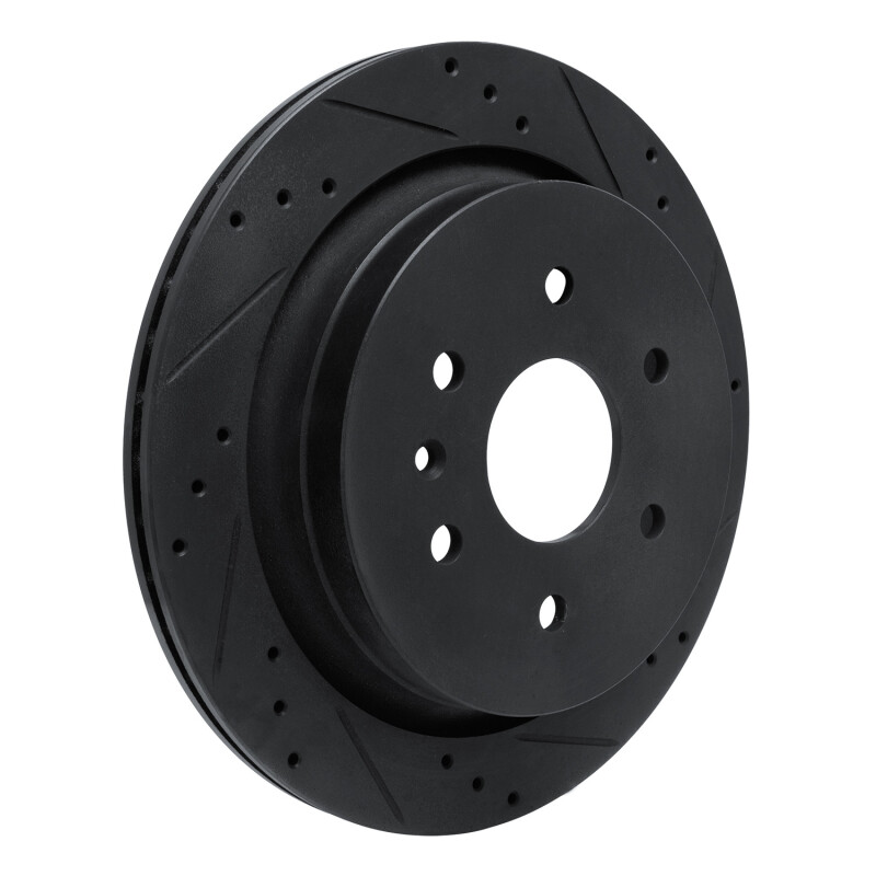 Cadillac XTS Brake Rotor (1) - Rear Right - R1 Concepts - Drilled & Slotted - Black - `13-`19